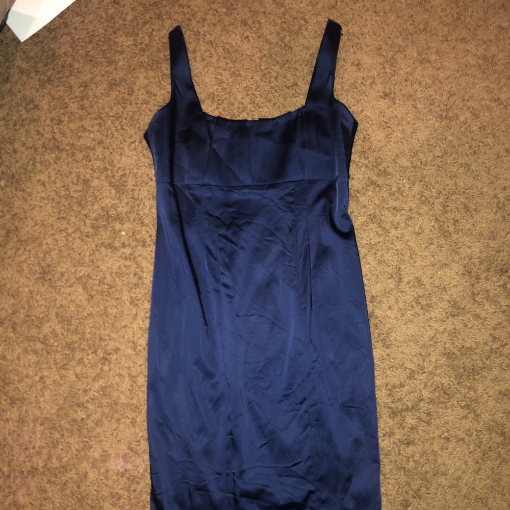 Navy satin Calvin Klein align dress